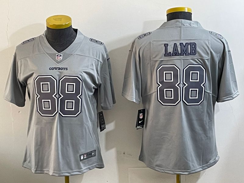 Women Dallas Cowboys #88 Lamb Grey 2024 Nike Vapor Limited NFL Jersey style 1->women nfl jersey->Women Jersey
